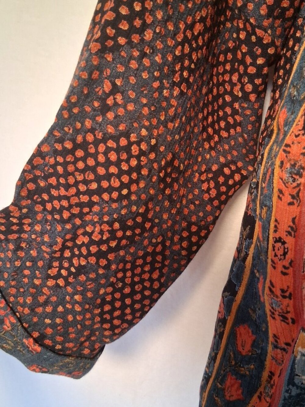 Vintage 1990s Carole Little Petites Blouse 12 P Boho Crinkle Rayon Jingle Artsy - Picture 12 of 16